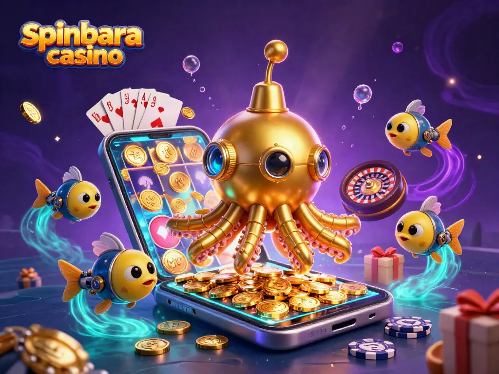 Experience spinbara casino with thrilling 3D illustrations showcasing lively games and excitement.